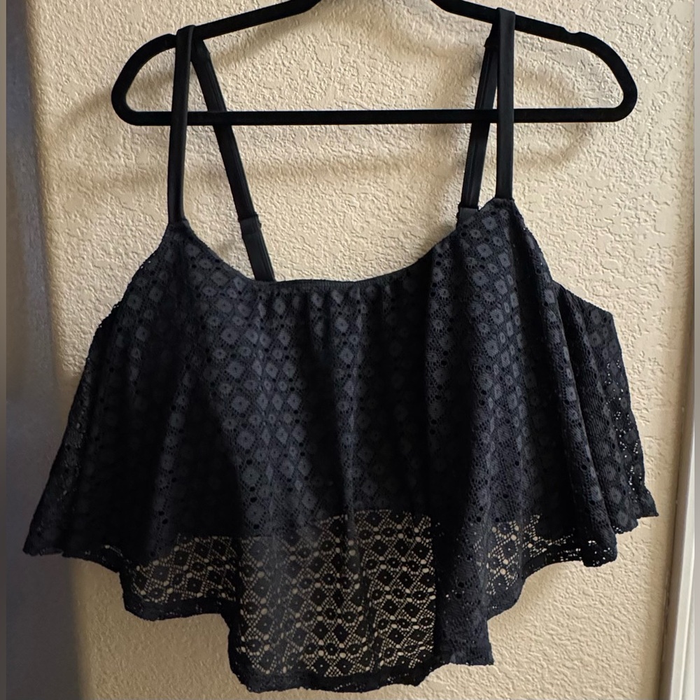 Cacique Black Lace Overlay swimsuit